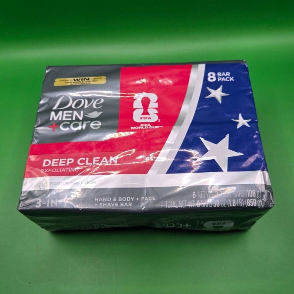 Dove Men+Care Deep Clean Exfoliating Bar Soap 8-Pack 3.75 oz Bars